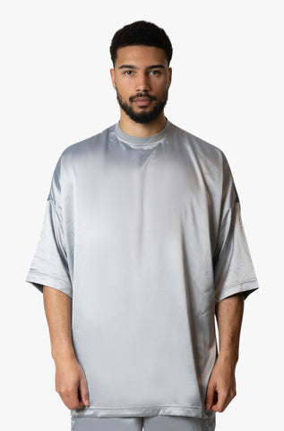 'Tailor Made By liël' Oversized Shirt Satin - Stone Grey